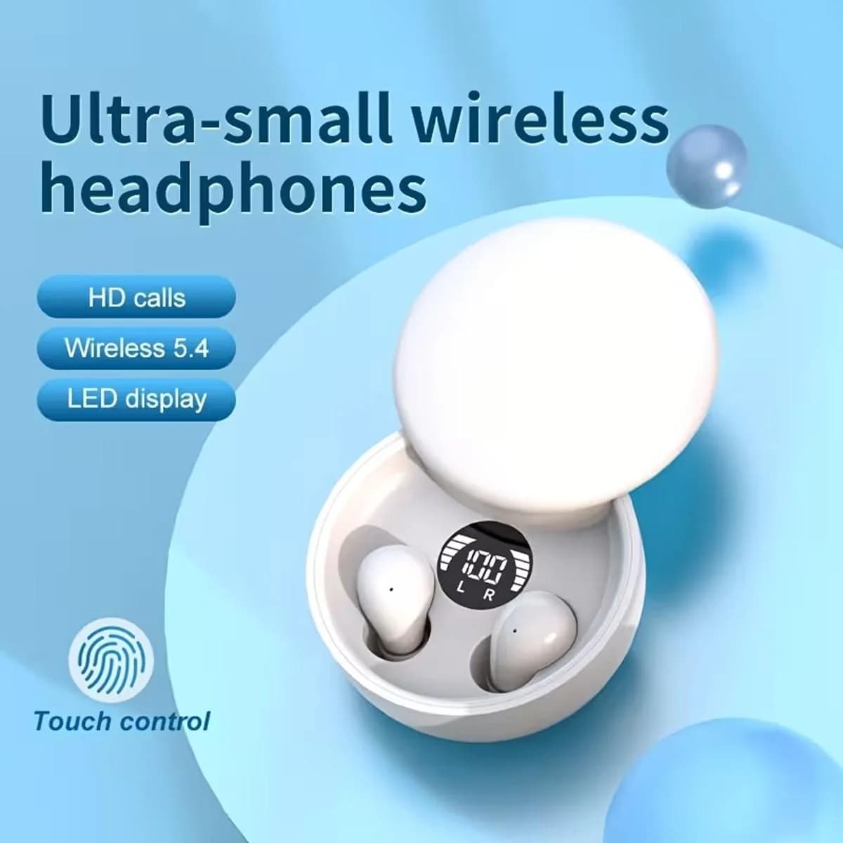 SK26 - Auricolari miniaturizzati compatti a basso profilo, cuffie piccole, cuffie wireless, cuffie Bluetooth