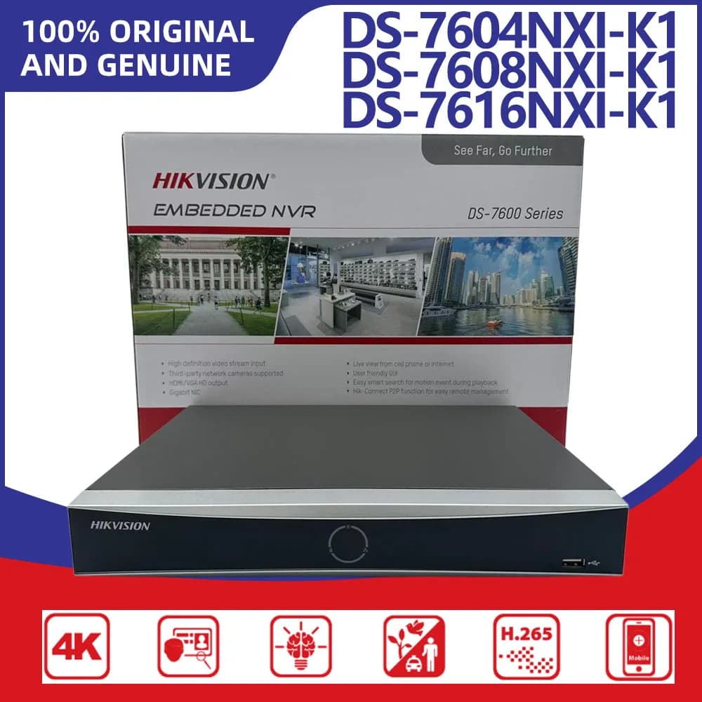 Hikvision DS-7604NXI-K1 DS-7608NXI-K1 DS-7616NXI-K1 NVR AcuSense 4K a 4/8/16 canali H.265+ HDMI/VGA 1SATA fino a 10TB per sicurezza domestica