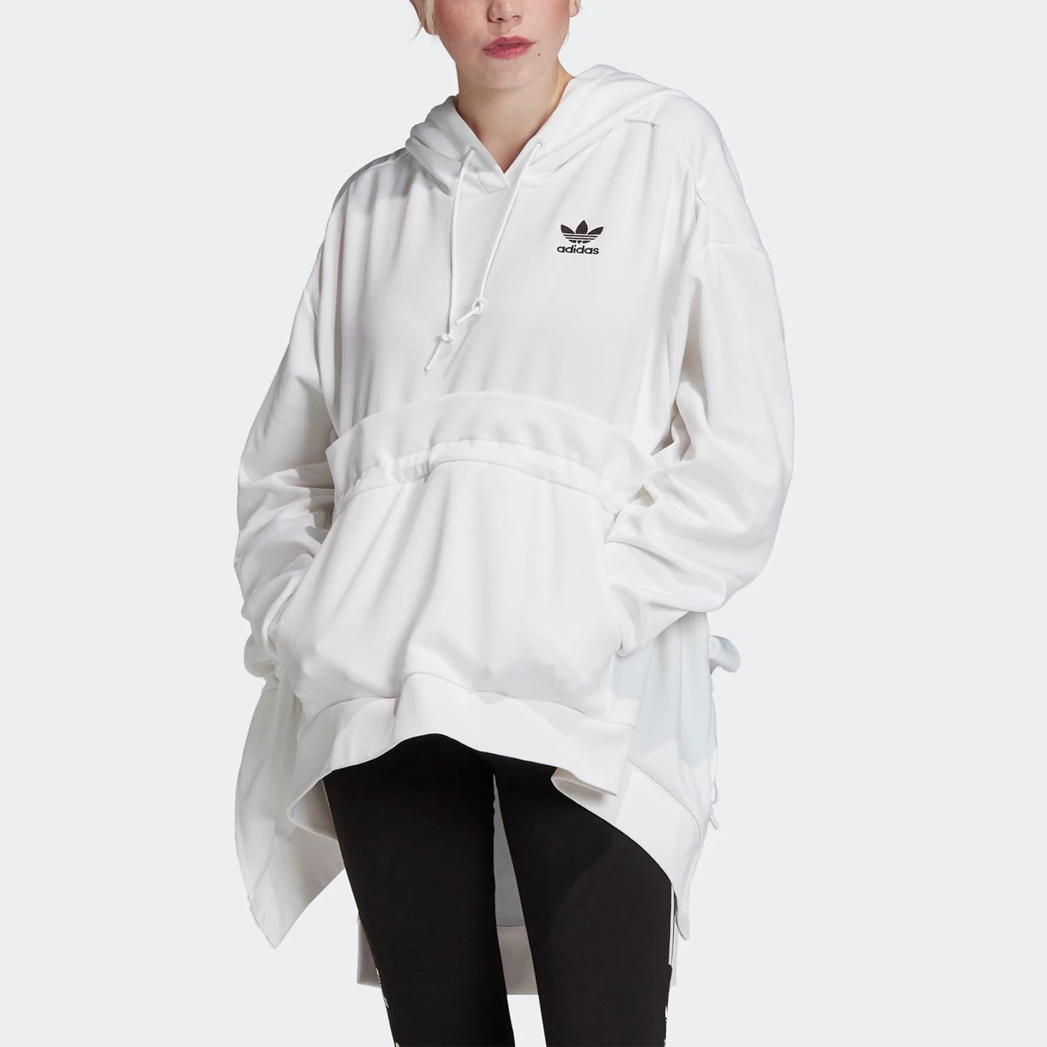 Felpa con cappuccio da donna Adidas originale Trefoil, resistente all'usura, FT9886