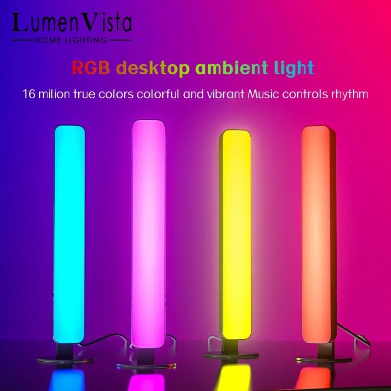 Luce d'atmosfera RGB Smart Tuya per Gaming, Lampada da Scrivania WIFI per TV, Computer, Decorazione Desktop, Controllo Remoto via App, Luce Ritmica per Auto e Musica