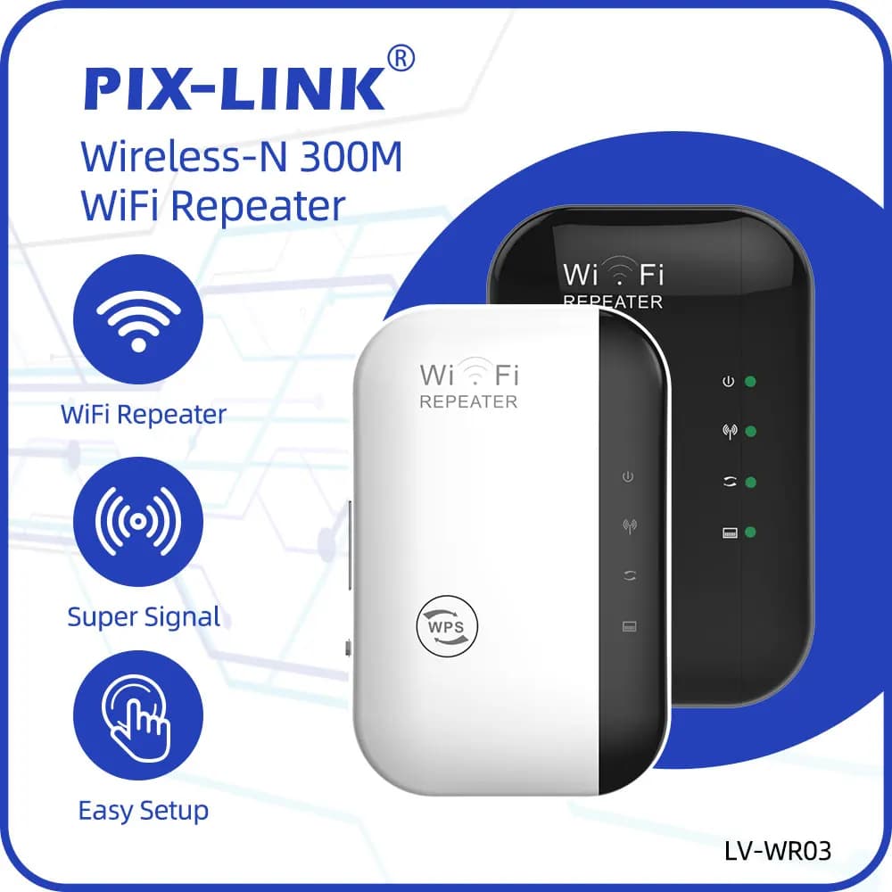 PIX-LINK WR03 N300 Ripetitore WiFi Router/AP Wireless N 300Mbps 2.4GHz Amplificatore di Segnale Estensore WPS Facile Configurazione Penetrazione Pareti