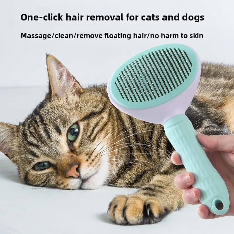Spazzola autopulente per la toelettatura di cani e gatti, pettine multifunzionale per la rimozione del pelo, strumento per la toelettatura degli animali domestici facile da usare per la casa