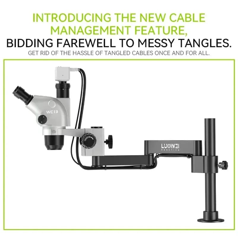 Luowei LW-017 Staffa per braccio oscillante per microscopio Set di staffe metalliche pieghevoli telescopiche con rotazione a 360 gradi per riparazione e ispezione