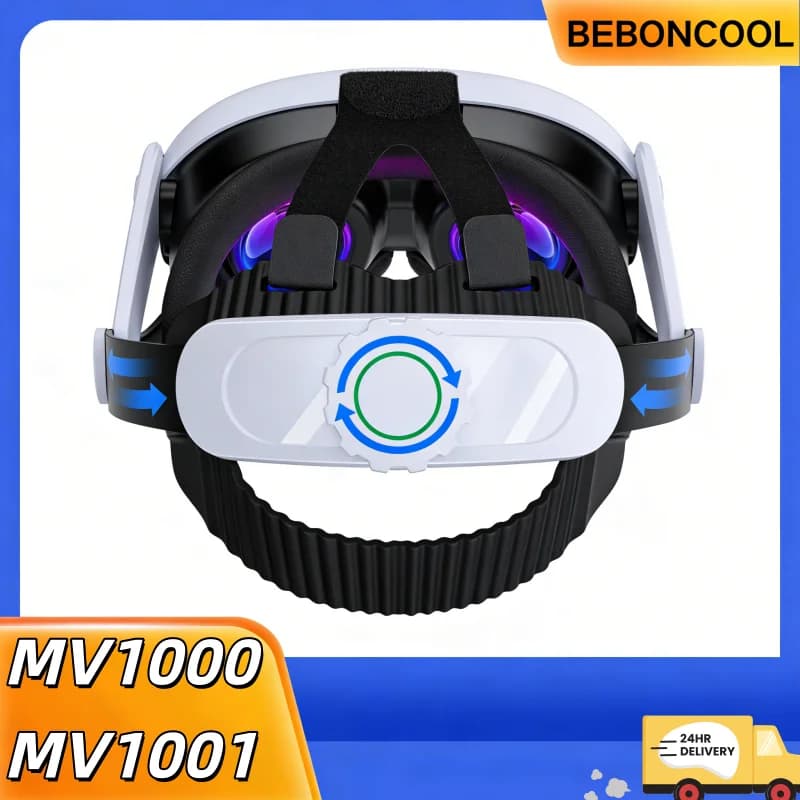 BEBONCOOL MV1000/1001 VR Strap with 800mAh Battery, Adjustable Elite Strap - Pressure Reduction for Meta Quest 2/3S, Diving Game