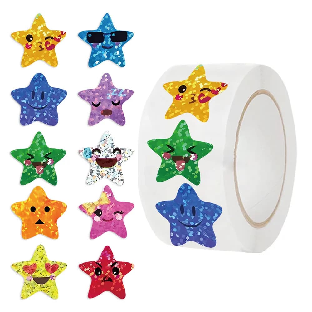 500 Pezzi/Rotolo Adesivi a Forma di Stelle Carine per Decorazione Fai-da-Te di Diari, Telefoni, Tablet, Regali, Papery Pop Store