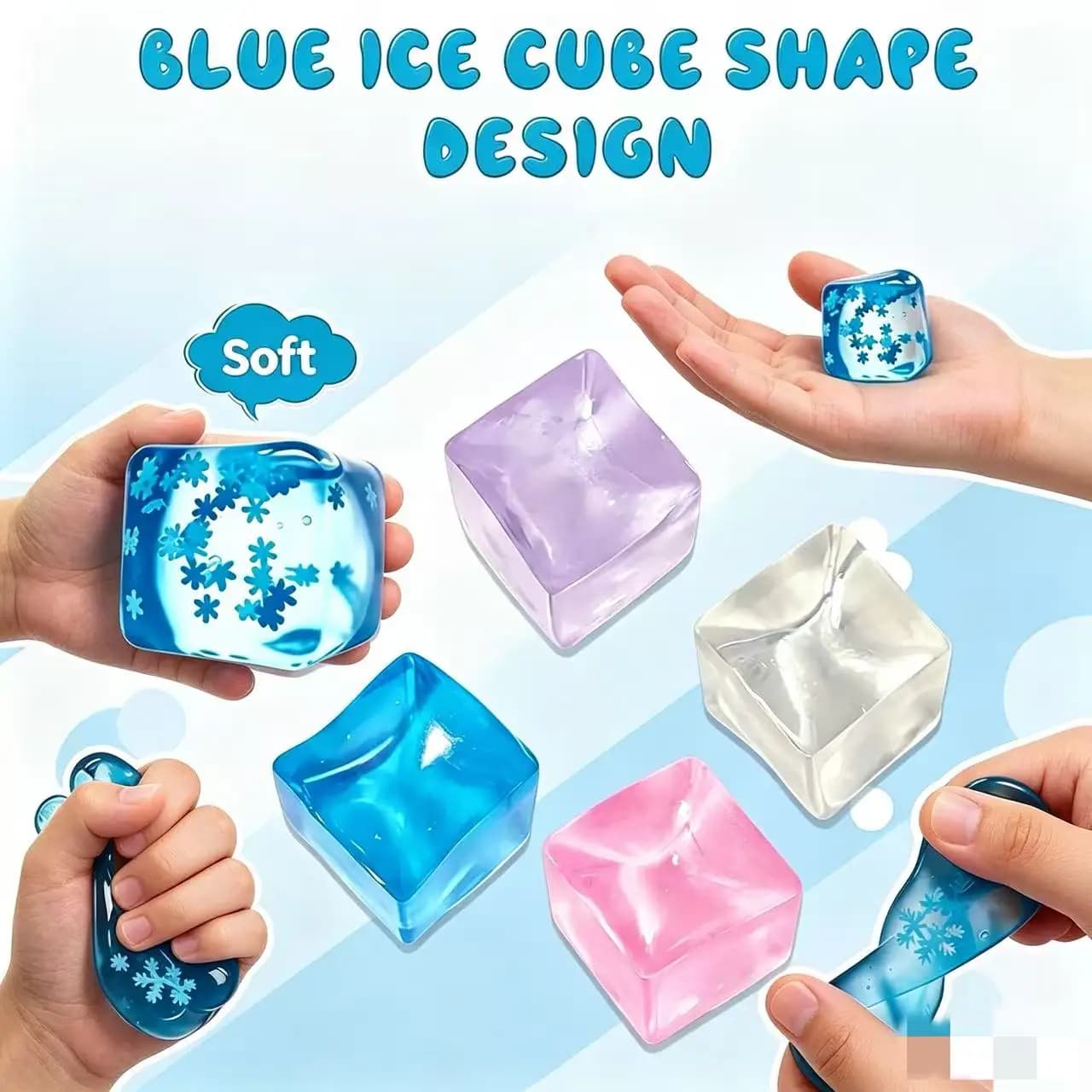 Snowflakes Ice Cube Anti-stress Squishy Toys Slow Rebound Stress Relief Ball Decompression Fidget Toy For Adults Birthday Gifts