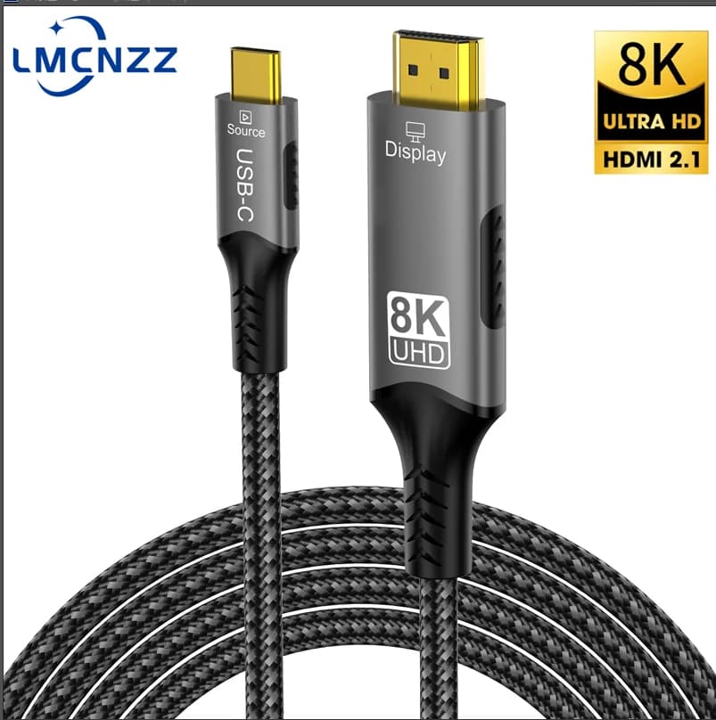8K 4K USB C to HDMI 2.1Cable Adapter 8K 60Hz USB Type C to HDMI Cable Thunderbolt 3 Compatible with MacBook Pro IPadpro Laptop
