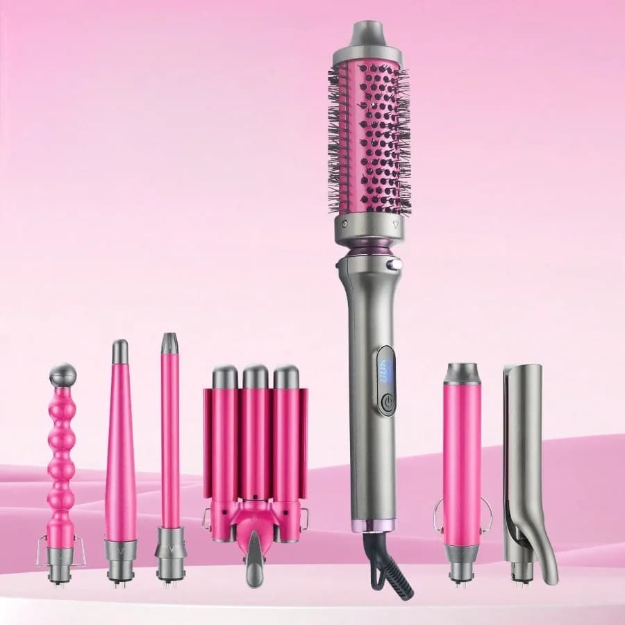 7‑In‑1 Curling Iron Set with Multi‑Size Interchangeable Barrels, Multi‑Purpose Hair Styler for Big Waves, Loose Waves & Tight Spring Curls, Home Salon‑Grade Styling Tool for Women, Holiday Gift Option