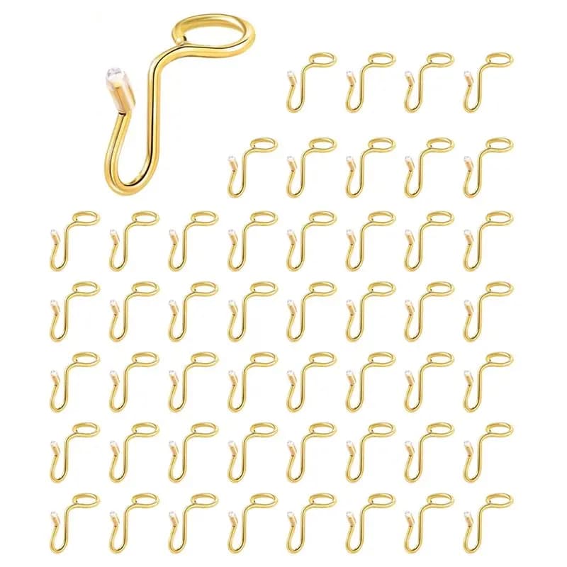 Trend 2025: 50 Pieces Hook Connectors for Dresses, Clips Metal Extensible for Velvet Clothes, Space for Wardrobe (Gold)
