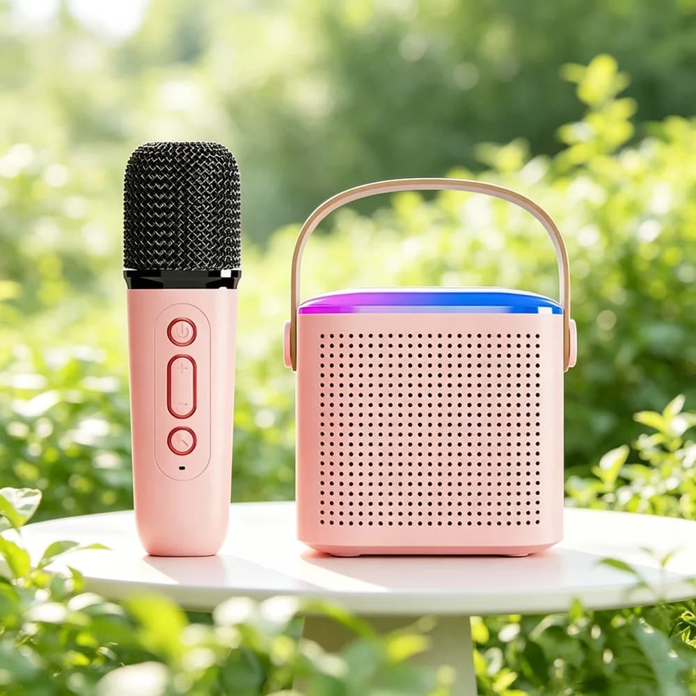 Newest Portable Professional Mini Wireless BT Speaker With Microphone Plastic Home Party Theatre USB Karaoke Loudspeaker