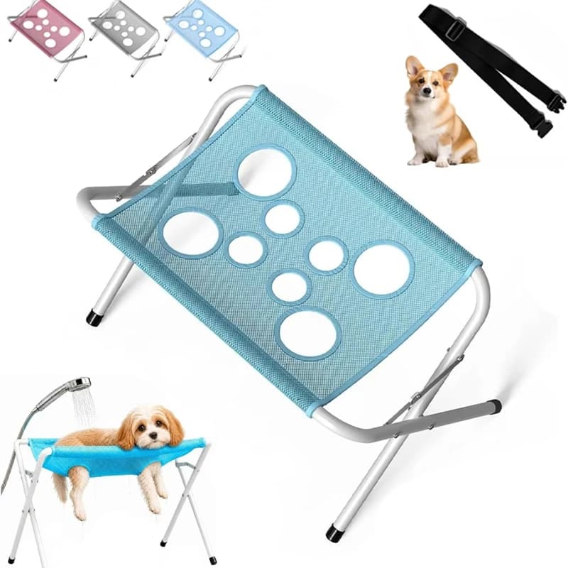 Dog Hammock Fixed Bath Bag Foldable Pet Paw Bathing Wash Hammock Stand for Dogs and Cats, Mesh Bath Support for Nail Trimming
