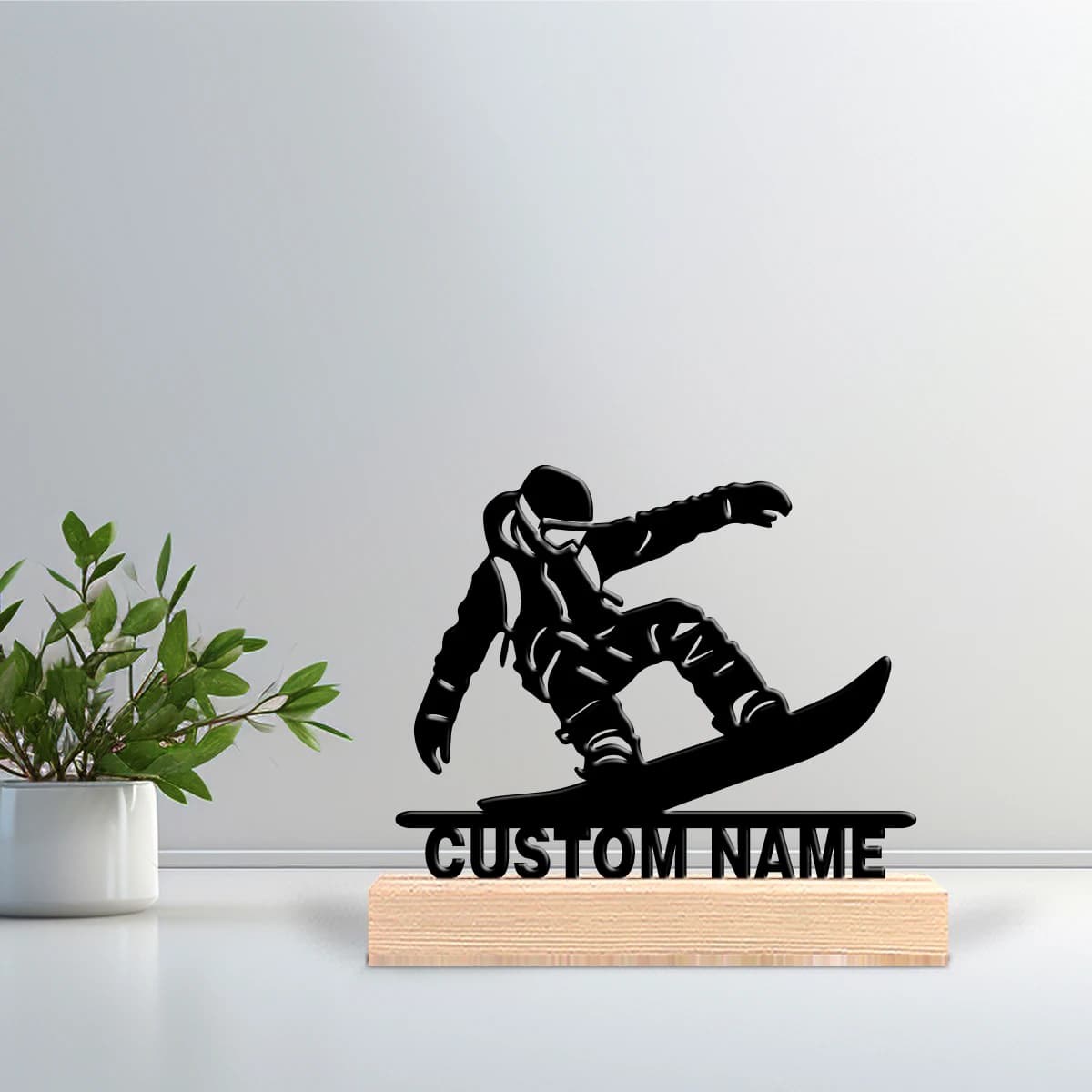 Custom Metal Statue for Wood Base Skiers, Table Decoration, Intricate Sculpture with Wood Base