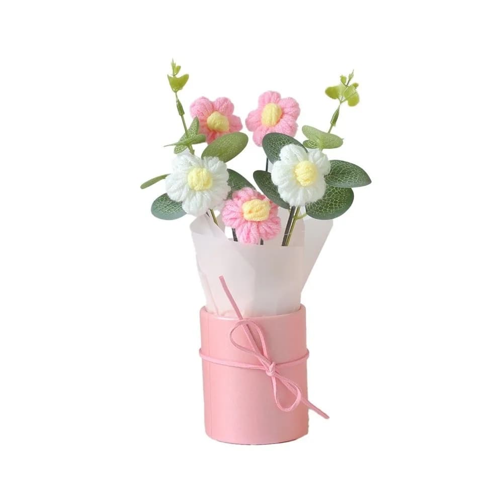 Bouquet di Fiori all'Uncinetto con Stringa Luminosa, Bouquet di Fiori Lavorati a Mano Squisiti, Fiori all'Uncinetto Fatti a Mano, Decorazione per la Casa