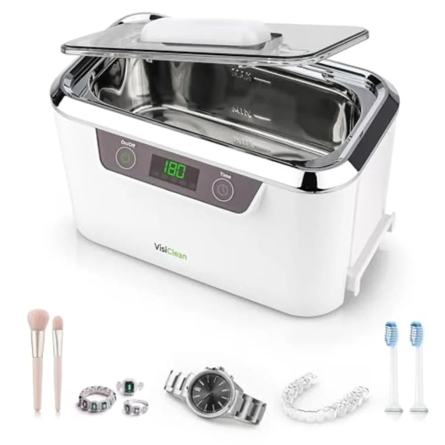 Pulitore a Ultrasuoni Professionale per Anelli di Diamanti, Orecchini in Argento e Oro, Collane, Occhiali, Protesi Dentarie, Apparecchi CPAP, Monete, Paradenti