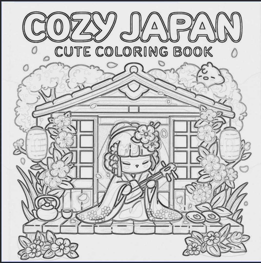 JAPAN MOMENT Coloring Book for Adults Featuring Cute Cozy Daily Activities for Educational DIY Relaxation Children Drawing Books