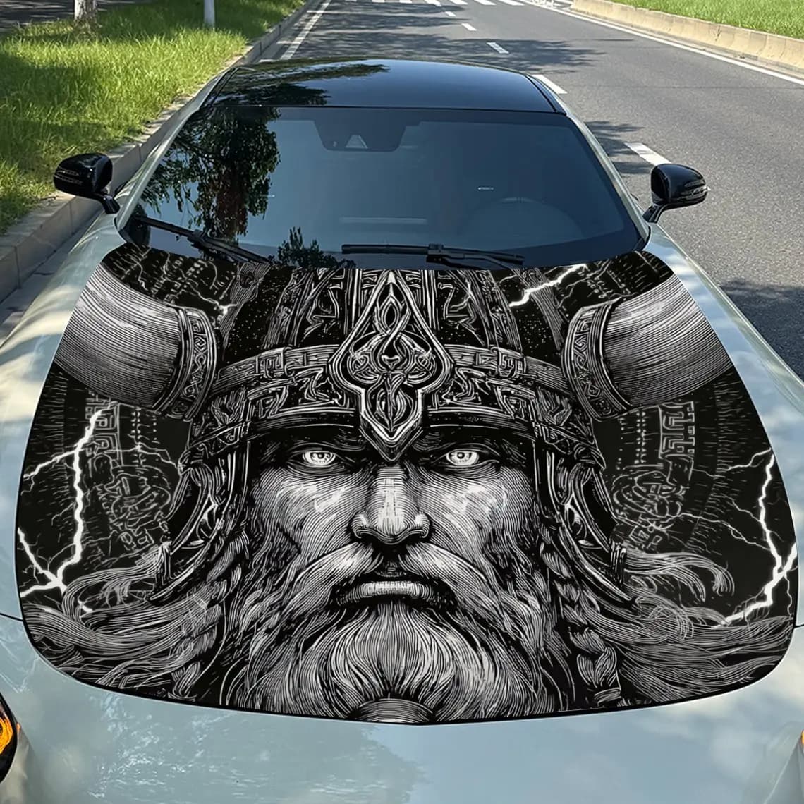 [Construction durable] Car chest stickers Thor model: scratch resistant PVC material, weather resistant, easy to attach, B addition