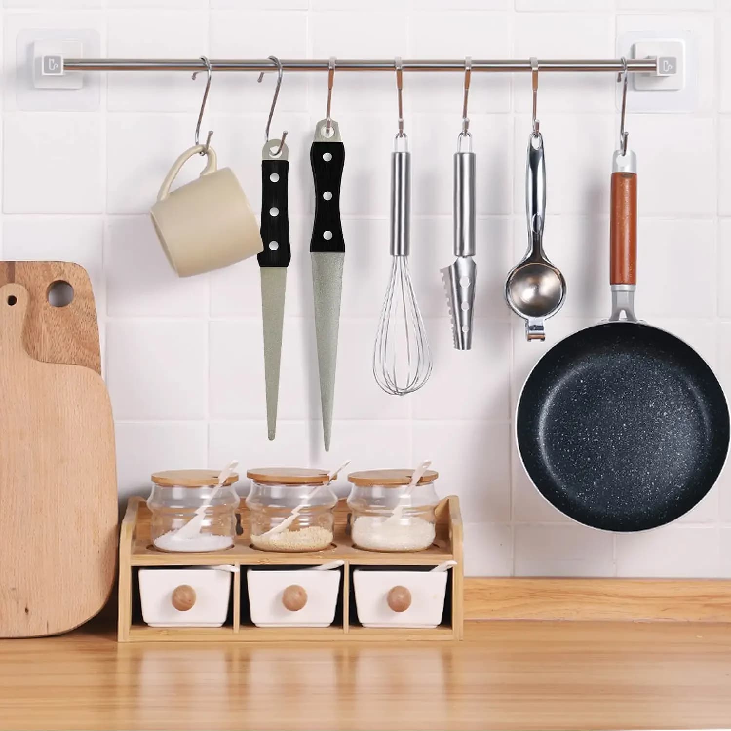 Pietra per Affilare Coltelli con Superficie Curva in Diamante, Affilatore per Coltelli e Forbici, Barra per Affilatura, Utensile da Cucina