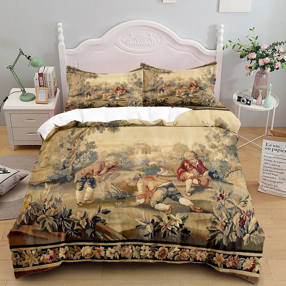 Antique Aubusson Duvet Cover Set King Queen Double Full Twin Single Size Bed Linen Set