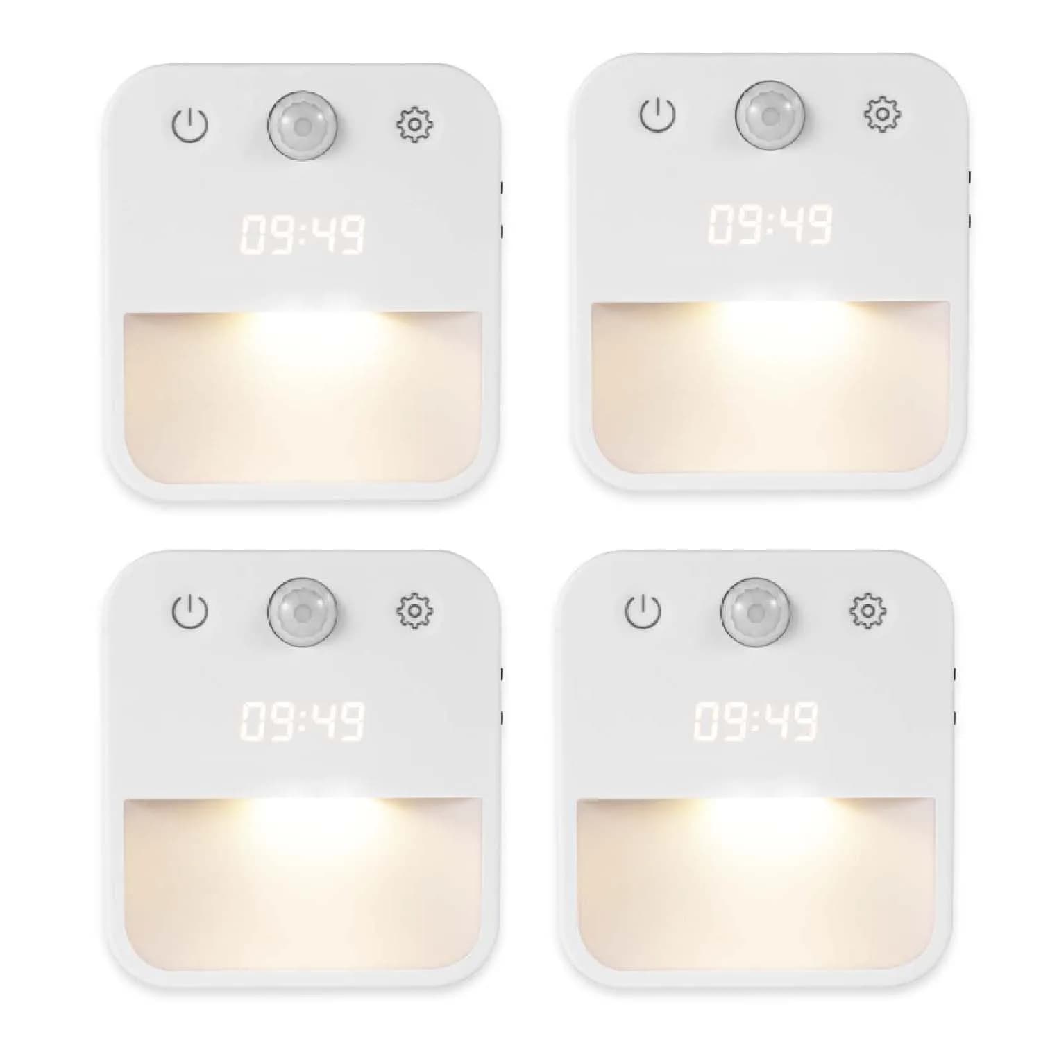 LED night light, to be connected to the wall, with motion sensor, with clock Dimmable night light from 0.5 W 3000 K from 0LM to 100LM for bathroom