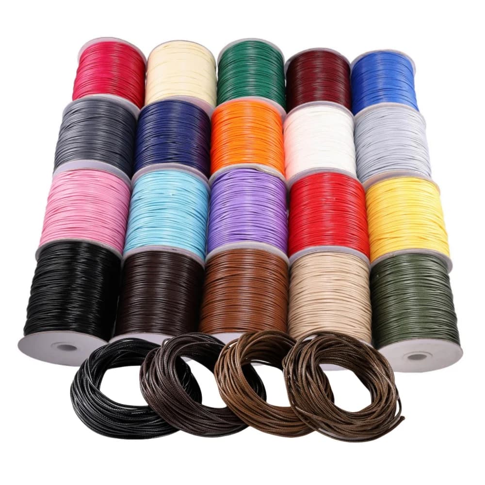 10 M/lotto 0.5-2.5mm Linea di Cuoio Cavo Cerato Filo di Cotone Stringa Della Cinghia Della Collana di Corda Braccialetto di Perline per Gioielli FAI DA TE Che Fanno Forniture
