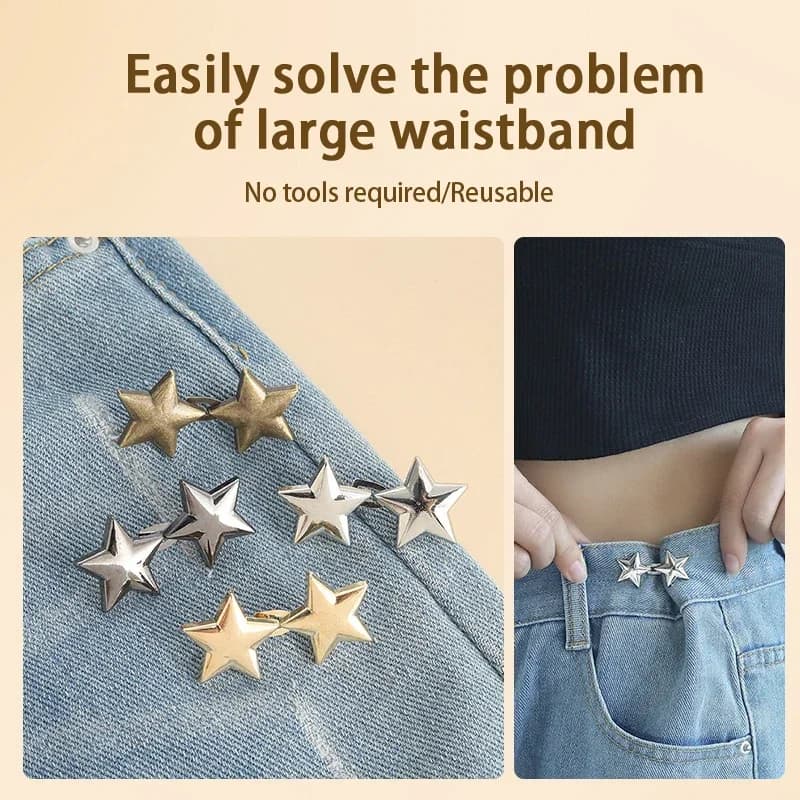 1 pair of waist buttons with detachable metal star, seamless adjustable buckle, practical pin for skirt waist tightening needs