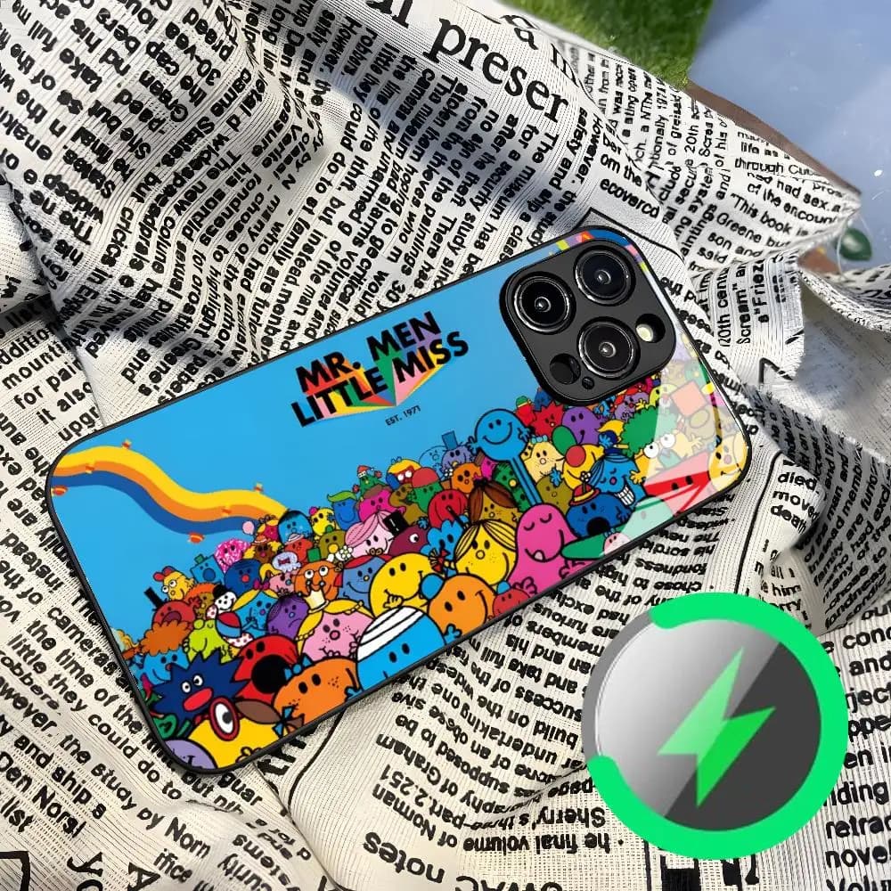 Mr Men L-little Miss Phone Case for Iphone 18 17 16 E Air 15 14 12 13 Pro Max Mini Puls Magnetic attraction glass Cover