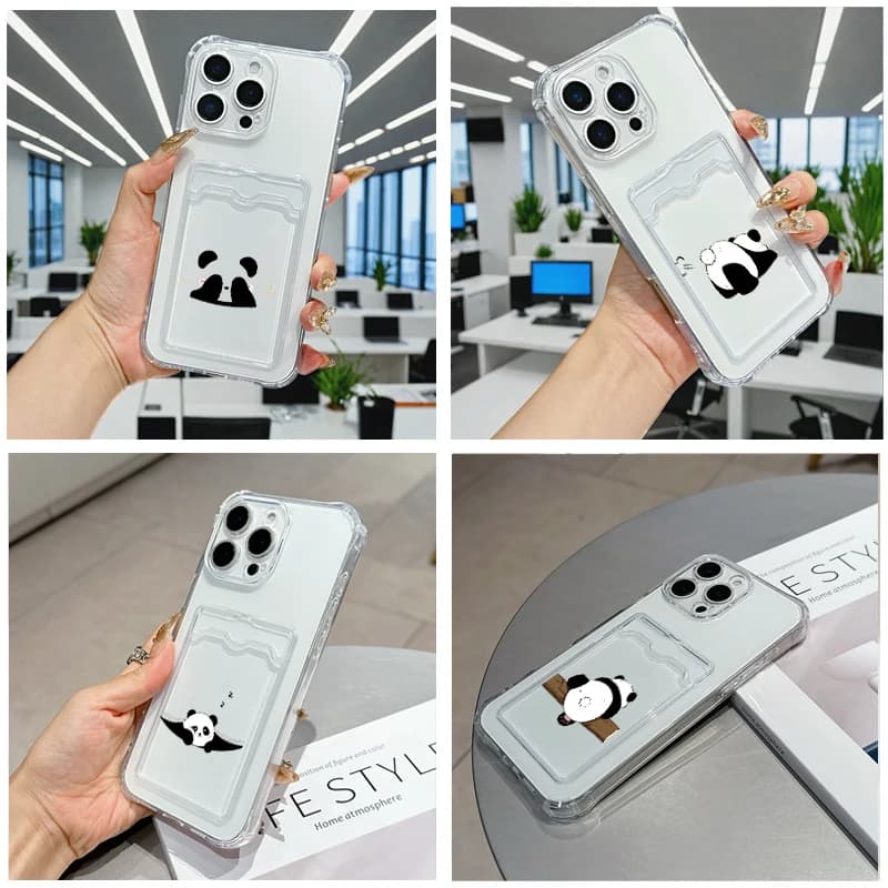 Tree trunk red panda For IPhone 17 Pro Max 16 E 17 15 14 Max 13 Plus 12Mini 11 Air softshell Transparent card pack phone case