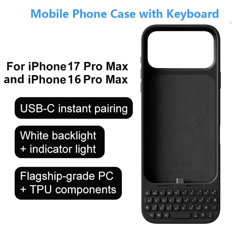 Custodia per cellulare con tastiera Tastiera esterna Custodia per telefono all-in-one con aspirazione magnetica compatibile con iPhone 16/17 Pro Max