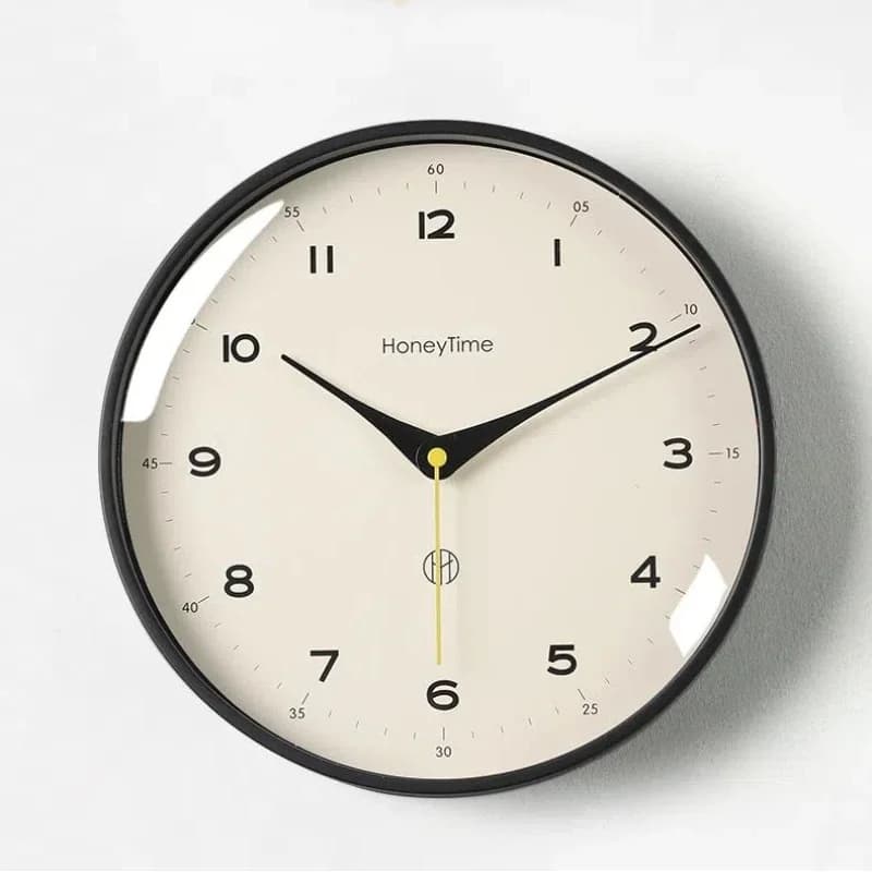 10/12" Modern Simple Wall Clock Living Room Home Decoration Punch-free Round Wall Hanging Watch Nordic Fashion Mute Quartz Clock