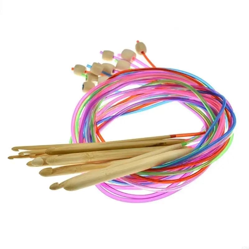 Uncinetto afghano tunisino 97BA con circolari in legno da 3,0 mm-10 mm