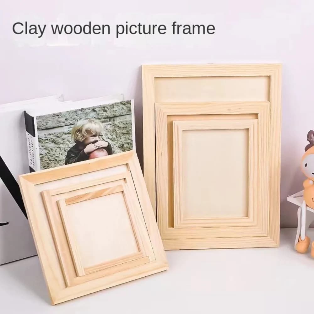 Gift for children White clay frame in wood Multi format DIY wooden frame for party decorations Creartive Crafts for children