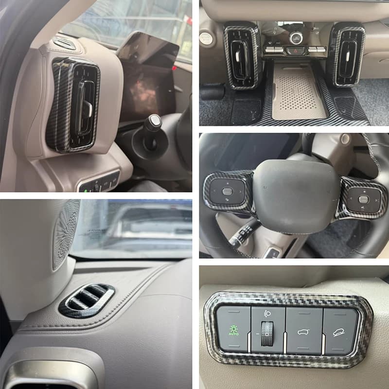 For Haval Dargo 2021-2026 Carbon Style Upper Side Middle Console A/C Air Outlet Vent Head Light Steering Wheel Button Cover Trim