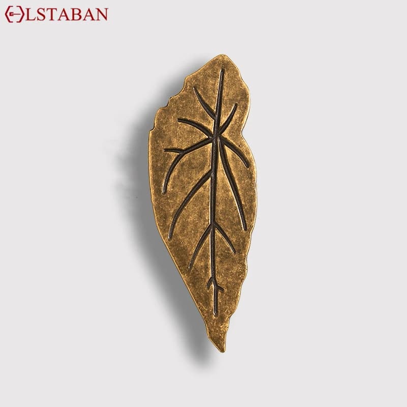 Maniglia per porta di armadio a forma di foglia d'albero in ottone anticato imitazione per armadio guardaroba pomello per mobile da cucina tirante per cassetti