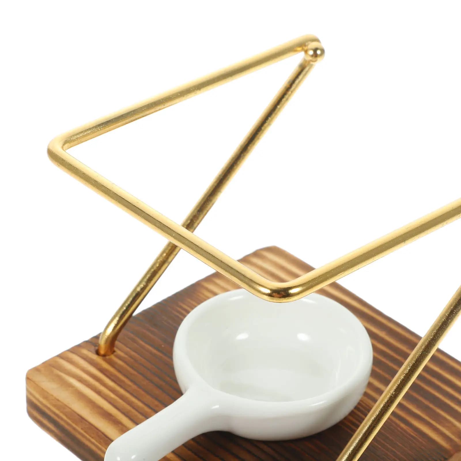 Set di 1 bruciatore di incenso in ceramica resistente al calore con supporto in legno per oli essenziali, diffusore di aromi, scaldacera decorativo per la casa