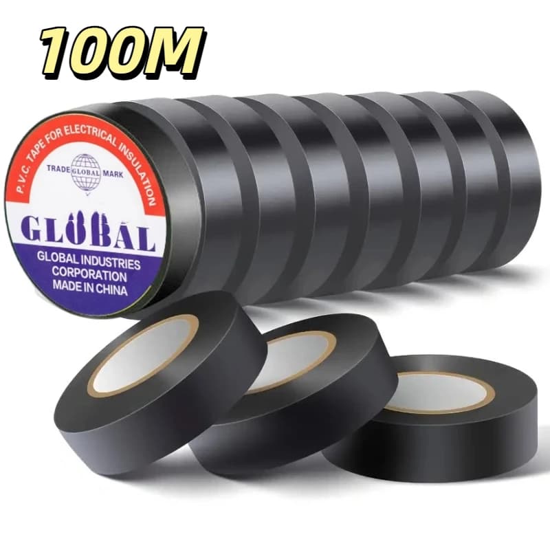 Black Fire Retardant Electric Insulating Tape 10/100M Strong Adhesive Tape for Electric Harness Waterproof Tape