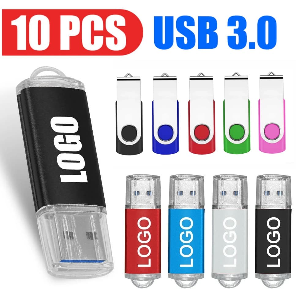 10 pz/lotto USB 3.0 Chiavetta USB Scheda di Memoria Flash 32 GB Pendrive 64 GB Chiavetta USB 4 GB 8 GB 16 GB Memory Stick U Disco Logo Libero
