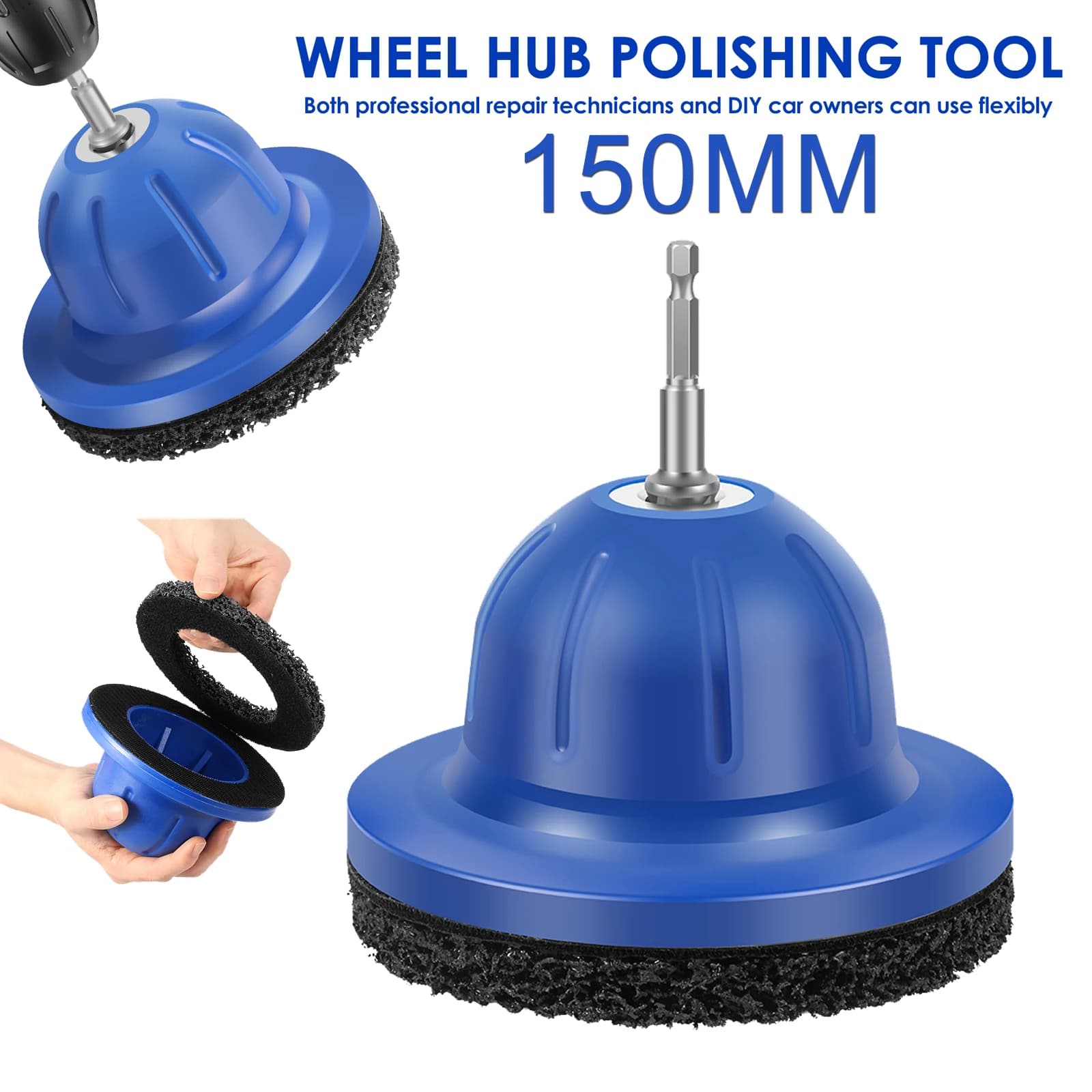 Wheel hub cleaner for spherical head grinder for 150 mm wheel hub grinder for tyre change, rim cleaning and rust removal Wheel hub brush