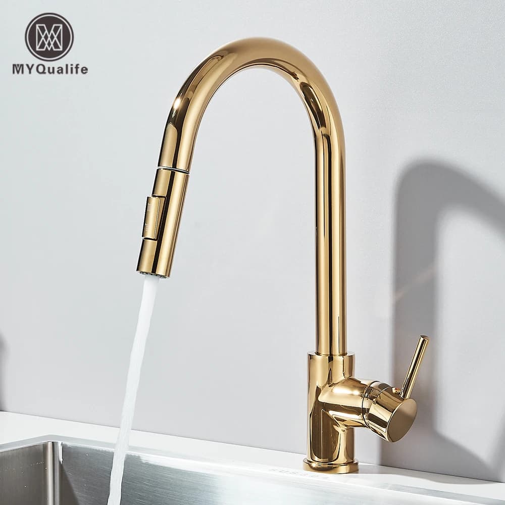 Rubinetto da cucina estraibile Soffione spruzzatore a flusso/doccia a 2 vie Miscelatori per acqua calda e fredda montati su piano Rubinetti monocomando