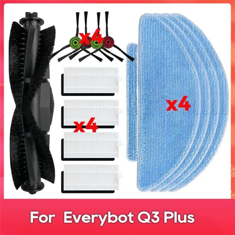 AEE4-Per Everybot Q3 / Q3 Plus Robot Aspirapolvere Spazzola laterale principale Filtro Hepa Mop Panno Parti di ricambio Accessori