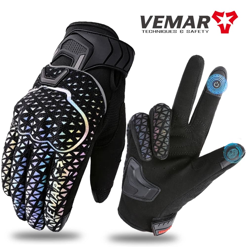 Guanti da Moto VEMAR guanti da ciclismo estivi da Motocross riflettenti luminosi e colorati guanti protettivi da Moto in TPU Touchscreen