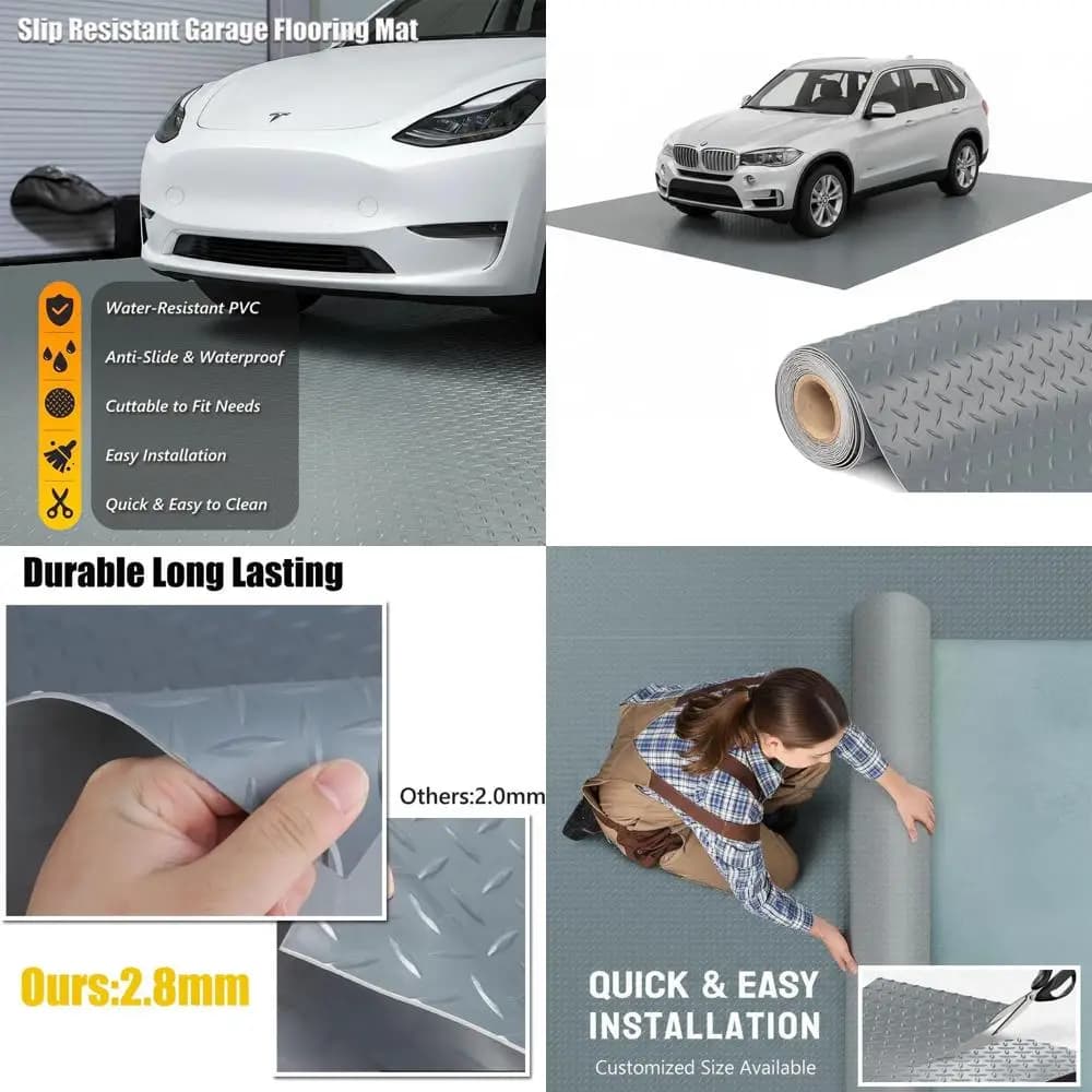 PVC Garage Floor Mat Thickness - Waterproof Protective Car, Trailers, SUVs, basements and gyms (1ft x 57ft)
