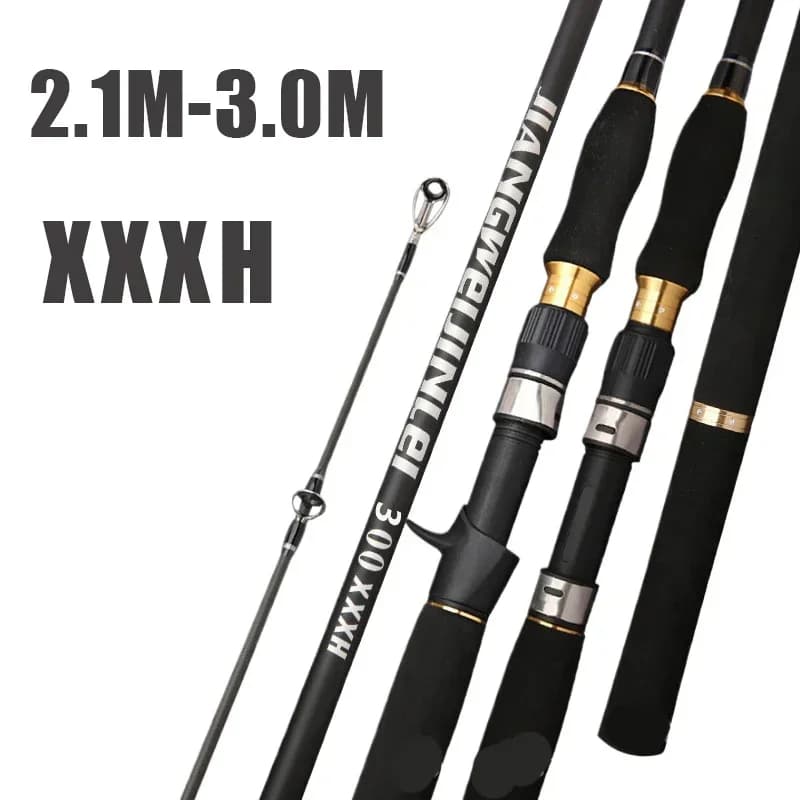 Canna da Pesca Superhard XXXH 2.1m 2.4m 2.7m per Spinning e Casting, 2 Sezioni in Carbonio, Potenza 50-300g
