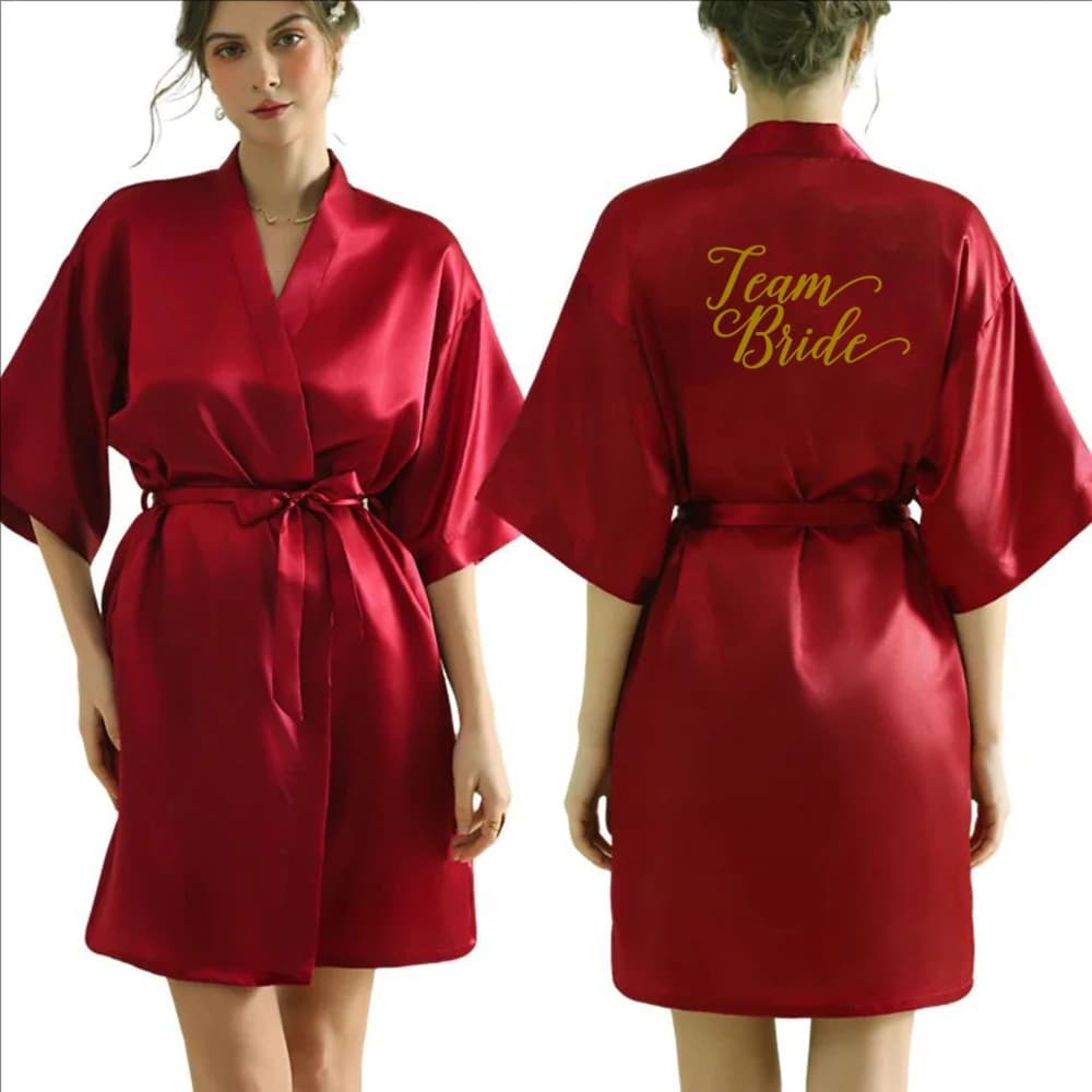 Satin Silk Robe Bride Robe Women Wedding Robe Bridesmaid Robes Dressing Bridal Robes Burgundy