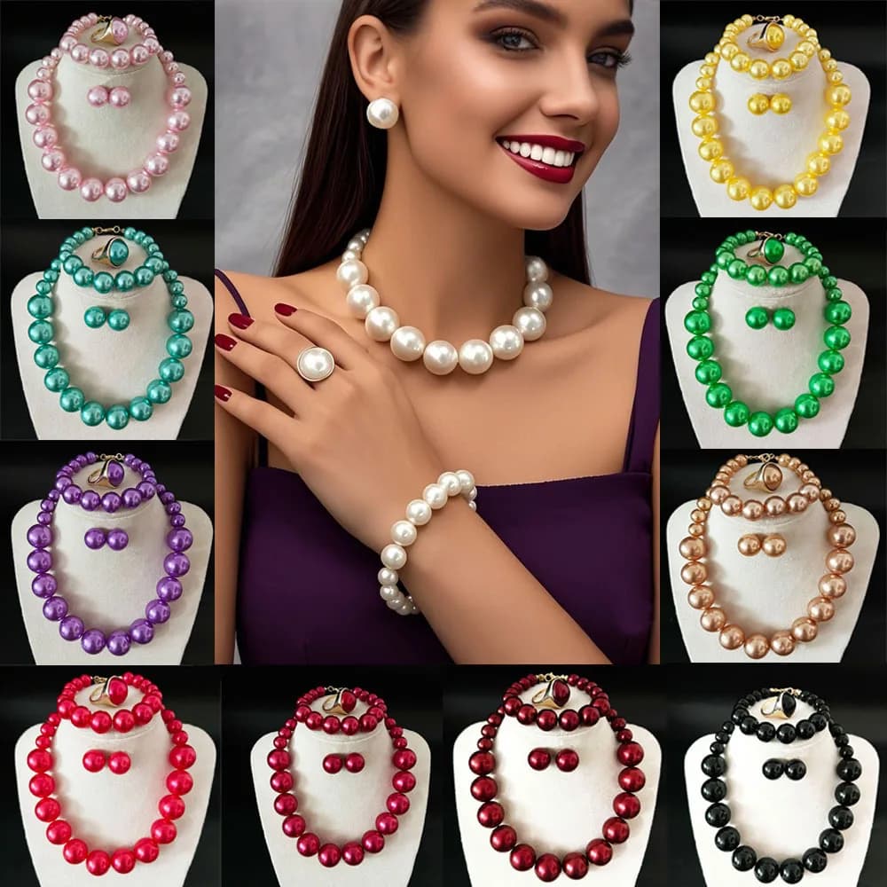 Set di Collana e Orecchini di Perle Vintage Elegante per Donne, Gioielli con Catena per Abito da Sposa, Regalo di Lusso per Matrimoni e Feste