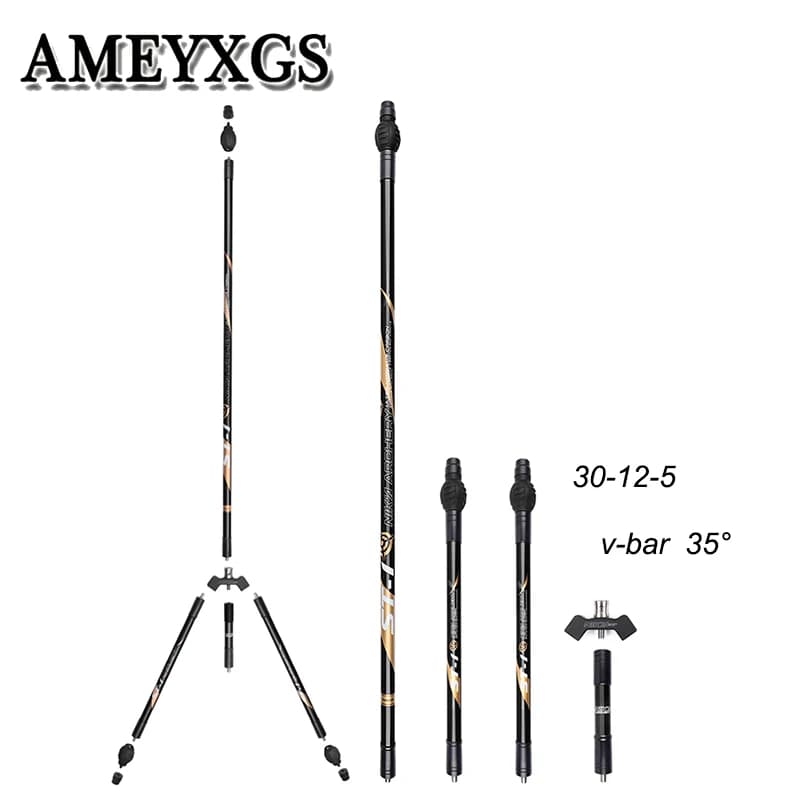 Tiro con l'arco 5" 12" 30" Stabilizzatore per arco Asta di bilanciamento in carbonio V Bar 35 ° Bersaglio da caccia con arco ricurvo composto per assorbimento degli urti