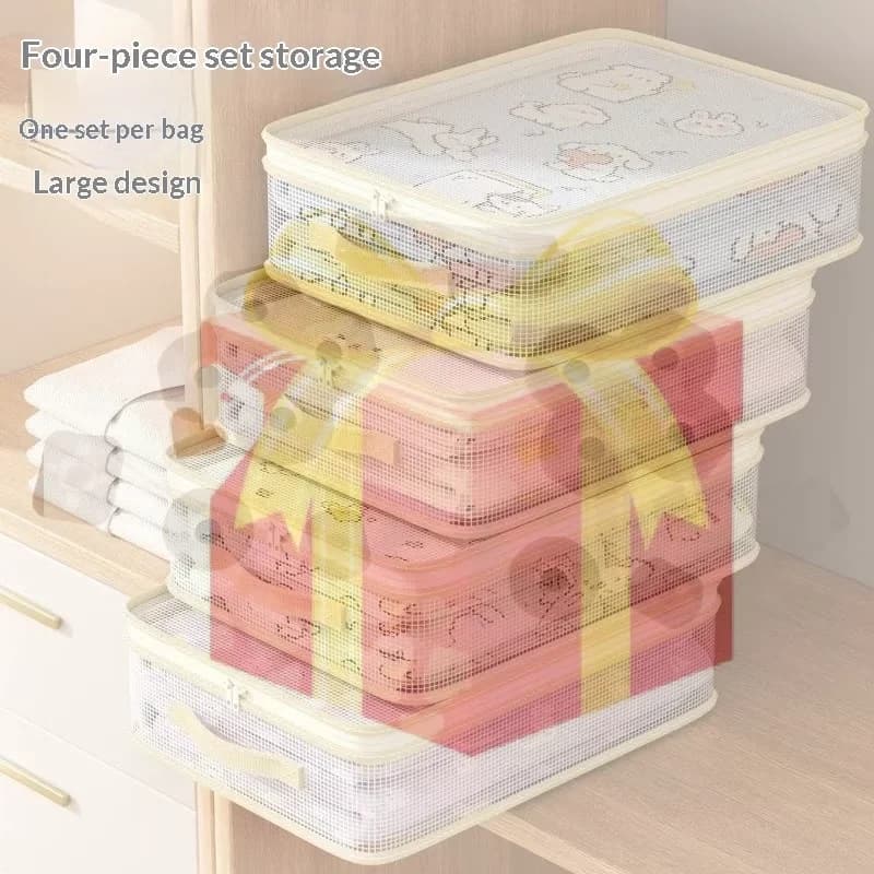 【HG】Organizzatori per lenzuola e contenitori impilabili con maniglia per riporre biancheria da letto, per armadi, camere da letto e copripiumini