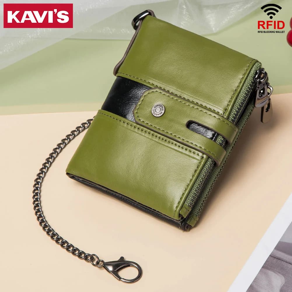 Portafoglio da uomo in vera pelle KAVIS 100% con finestra ID lussuoso con portamonete Walet Luxury Male Purse RFID