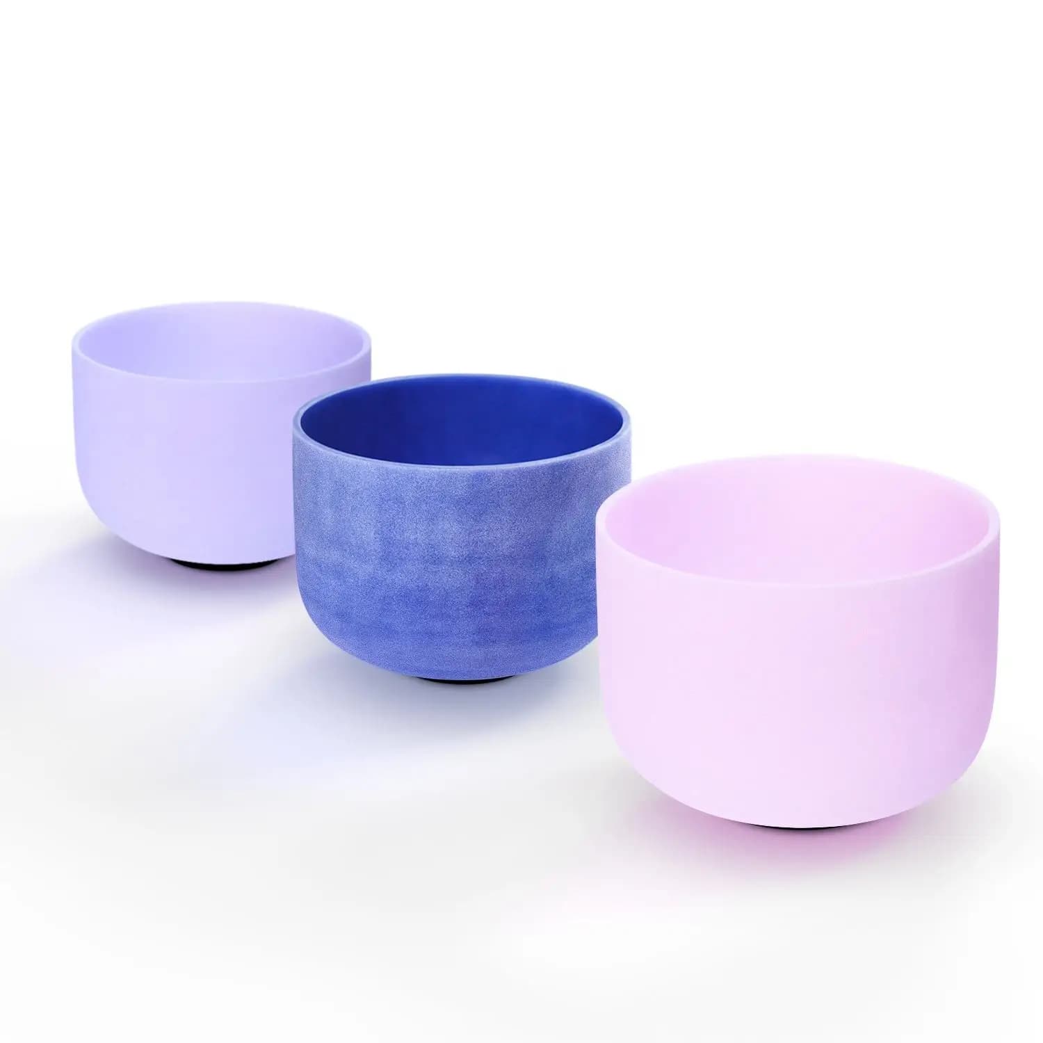 Hye-eun 6-10inch Morganite/Sapphire/Amethyst 3pcs Gemstone Fusion Frosted Quartz Crystal Singing Bowl for Sound Healing with Bag