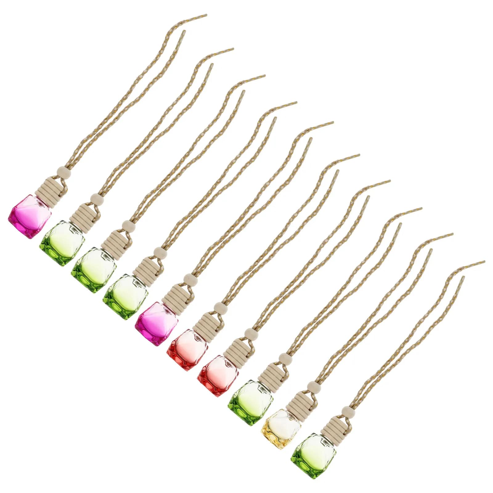 10Pcs Hanging Car Perfume Bottles Refillable Small Pendant Empty Fragrance Bottles Air Freshener Container Car Interior Decor