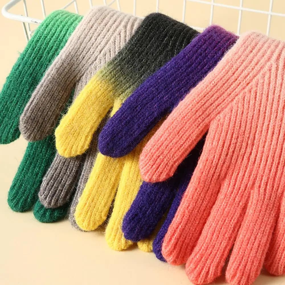 Touchscreen Gloves Women's Knit Knit Gloves Contrast Color Foam For Outdoor Thermal Bike Non-slip Autumn Winter